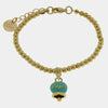Bracciale in Acciaio  con campanella  pendente verde  con scritta Capri