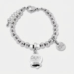 Bracciale in Acciaio Inossidabile con campanella bianca con scritta Capri | gioielli in acciaio inossidabile | BYSIMON