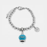 Bracciale in Acciaio con campanella azzurra con scritta Capri | gioielli in acciaio | BYSIMON