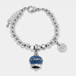 Bracciale in Acciaio con campanella blu   con scritta Capri - BYSIMON gioielli