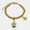 Bracciale in Acciaio  con campanella  bianca e oro  con scritta Capri