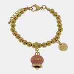 Bracciale in Acciaio con campanella  rosa   con scritta Capri - BYSIMON gioielli