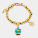 Bracciale in Acciaio  con campanella  verde  con scritta Capri - BYSIMON gioielli