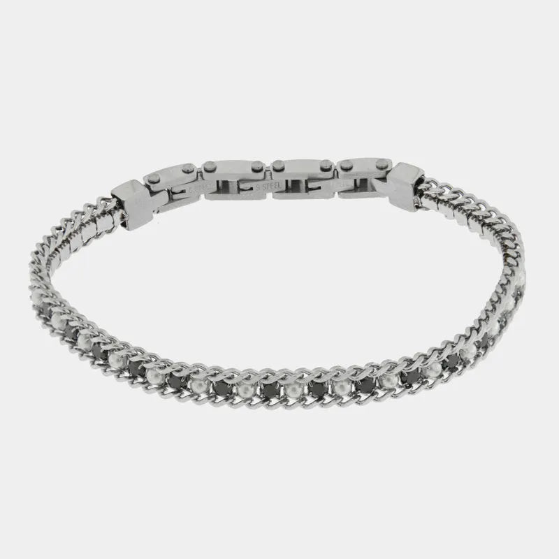 Bracciale in Acciaio  con sfere nere - BYSIMON gioielli