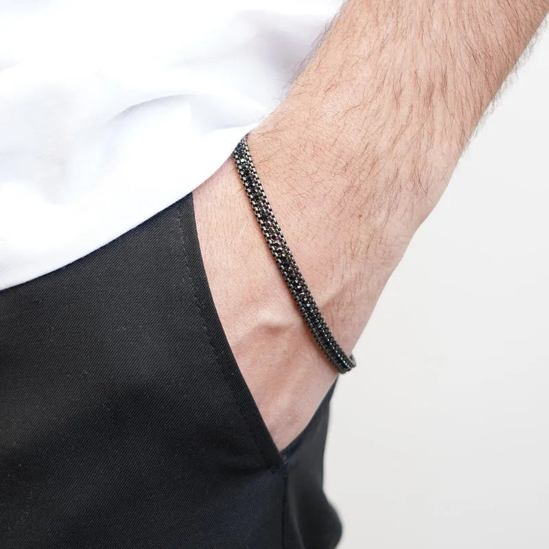 Bracciale in Acciaio con cristalli neri IJEWEL - gioiello BySimon