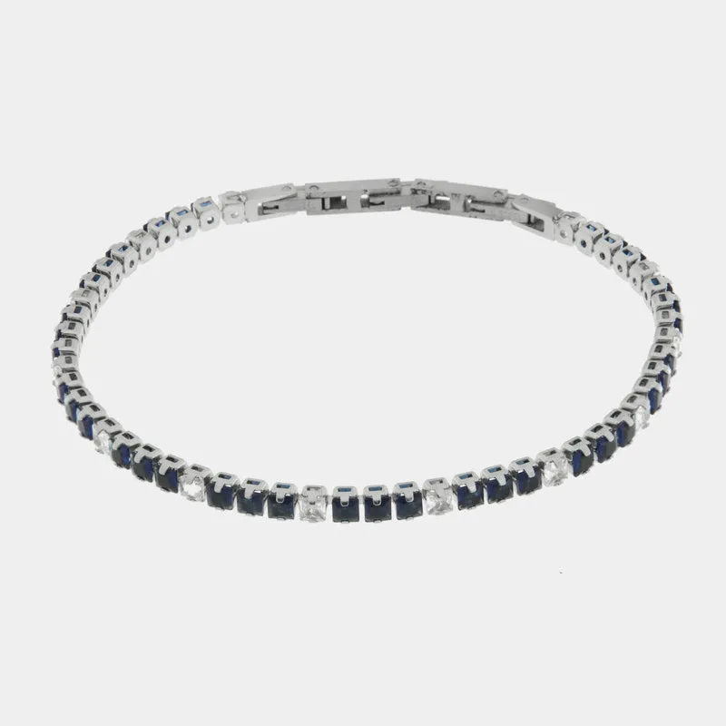 Bracciale in Acciaio con cristalli blu e trasparenti - BYSIMON gioielli