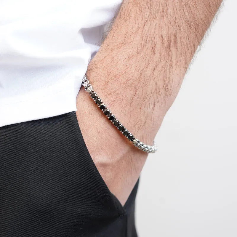 Bracciale in Acciaio con cristalli neri IJEWEL - gioiello BySimon