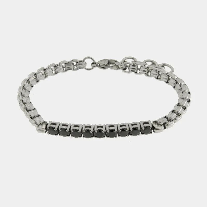 Bracciale in Acciaio con cristalli neri IJEWEL - gioiello BySimon