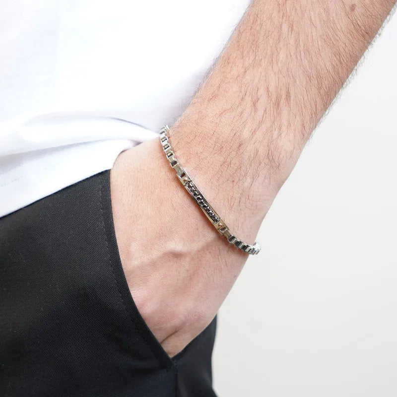 Bracciale in Acciaio con cristalli neri IJEWEL - gioiello BySimon