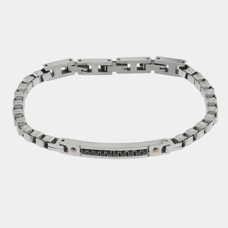Bracciale in Acciaio con cristalli neri IJEWEL - gioiello BySimon