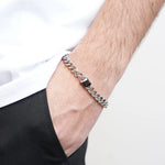 Bracciale in Acciaio a catena con cristallo nero IJEWEL - gioiello BySimon