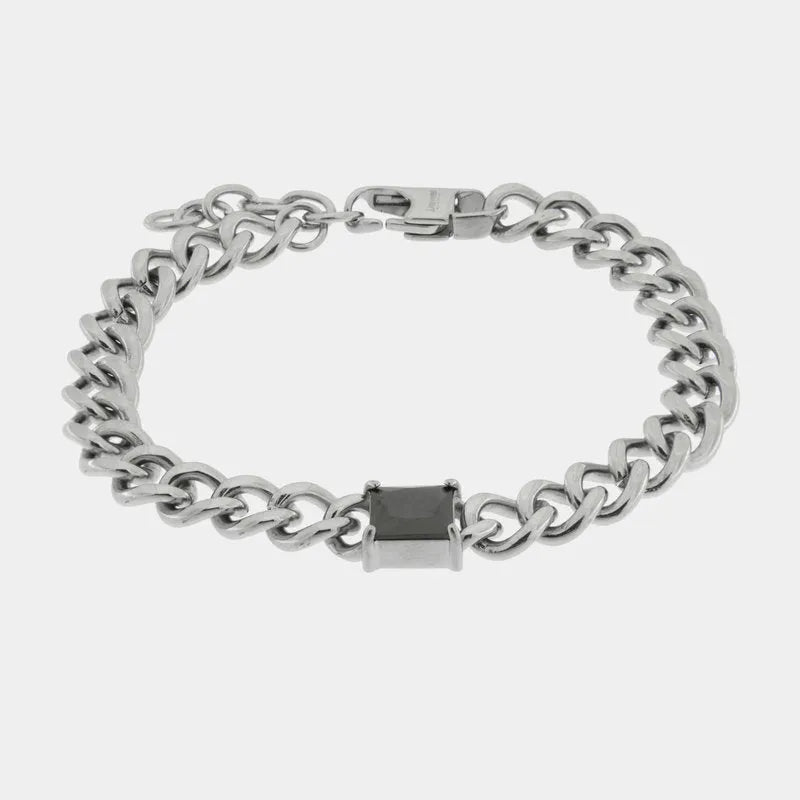 Bracciale in Acciaio a catena con cristallo nero IJEWEL - gioiello BySimon