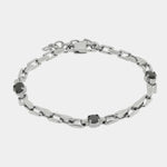 Bracciale in Acciaio catena con cristalli neri - BYSIMON gioielli