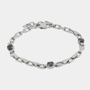 Bracciale in Acciaio catena con cristalli neri