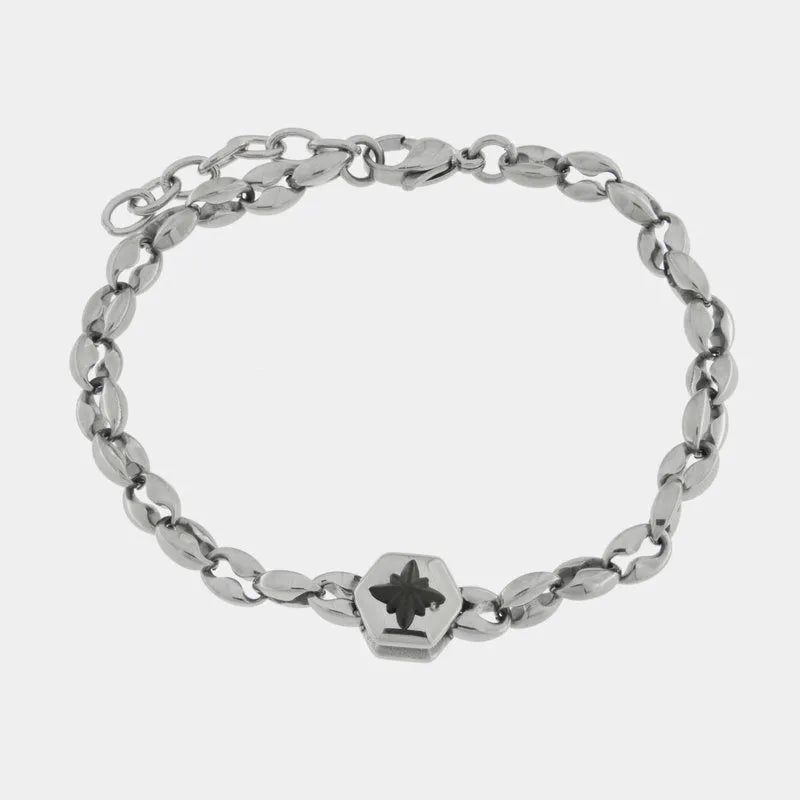 Bracciale in Acciaio catena e rosa dei venti - BYSIMON gioielli