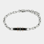 Bracciale in Acciaio catena con dettaglio nero - BYSIMON gioielli