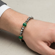 Bracciale in Acciaio con sfere malachite