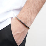 Bracciale in Acciaio con sfere nere - BYSIMON gioielli