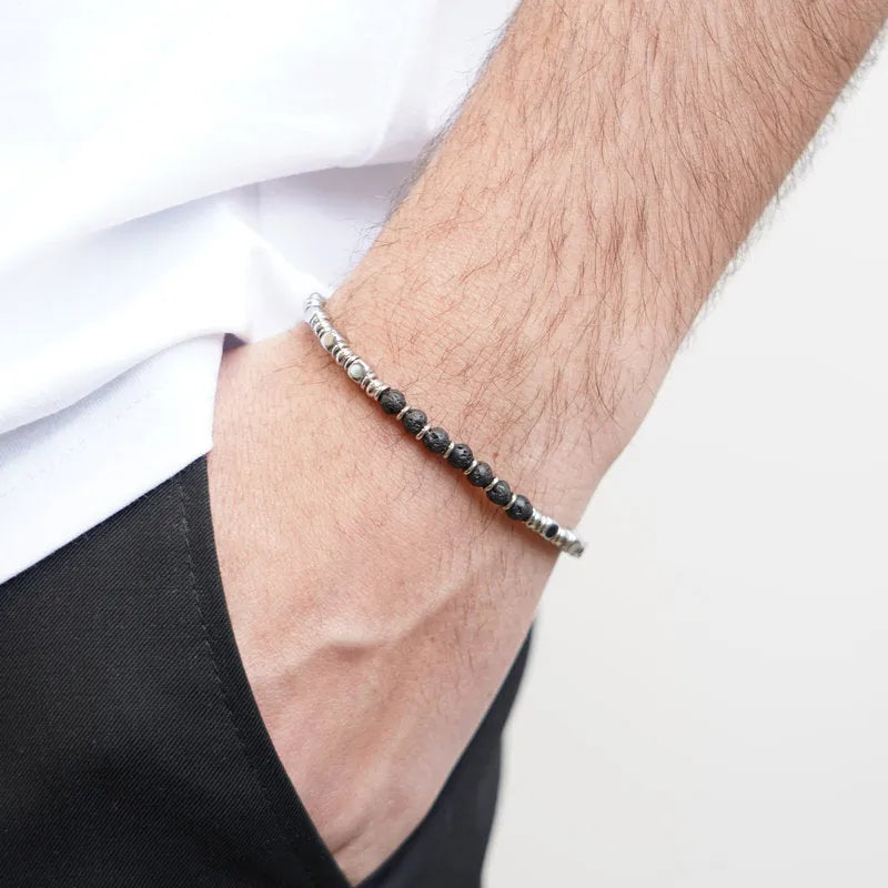 Bracciale in Acciaio con sfere nere - BYSIMON gioielli