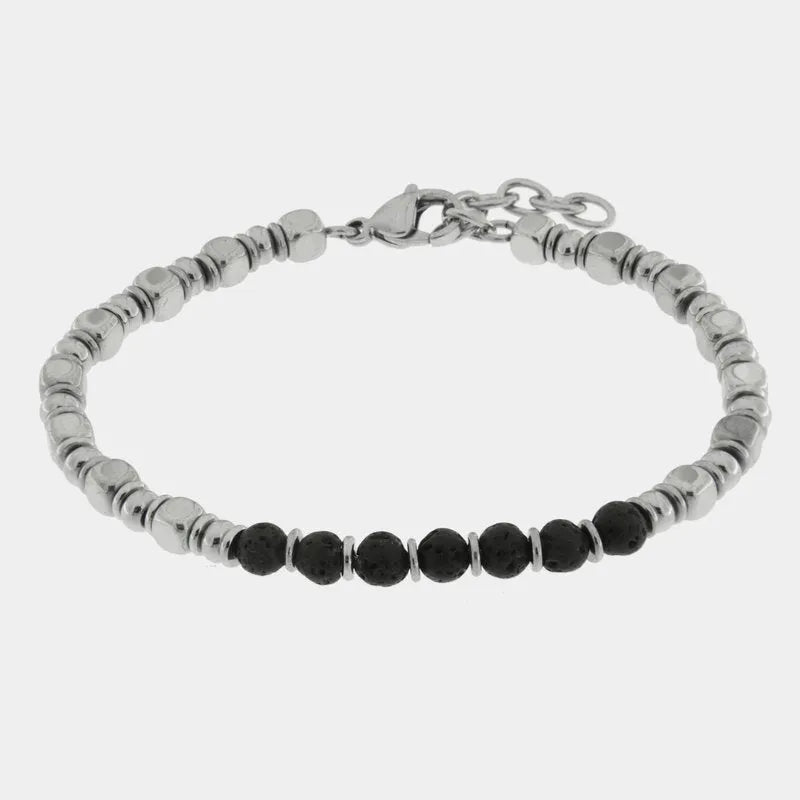 Bracciale in Acciaio con sfere nere - BYSIMON gioielli