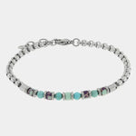 Bracciale in Acciaio con sfere turchesi - BYSIMON gioielli