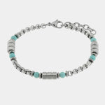 Bracciale in Acciaio con sfere turchesi - BYSIMON gioielli
