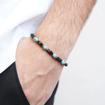 Bracciale in Acciaio con sfere turchesi e dettagli neri - BYSIMON gioielli
