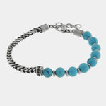 Bracciale in Acciaio con sfere turchesi e catene IJEWEL - gioiello BySimon