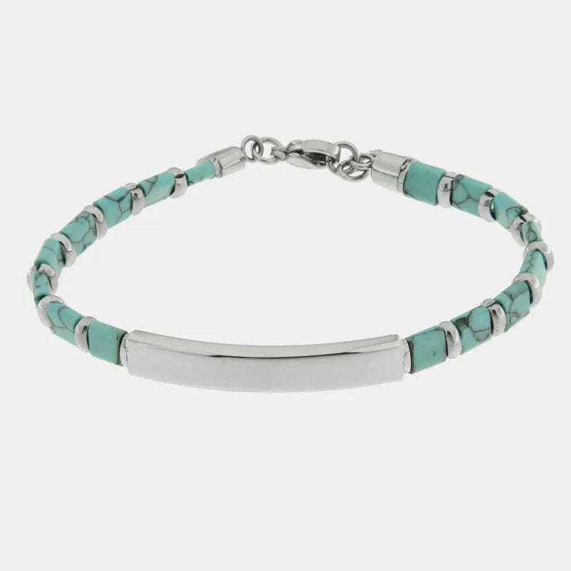 Bracciale in Acciaio con sfere turchesi IJEWEL - gioiello BySimon