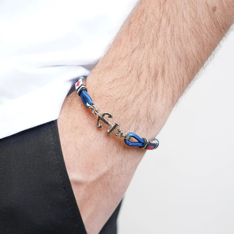 Bracciale in Acciaio cordino con ancora IJEWEL - gioiello BySimon
