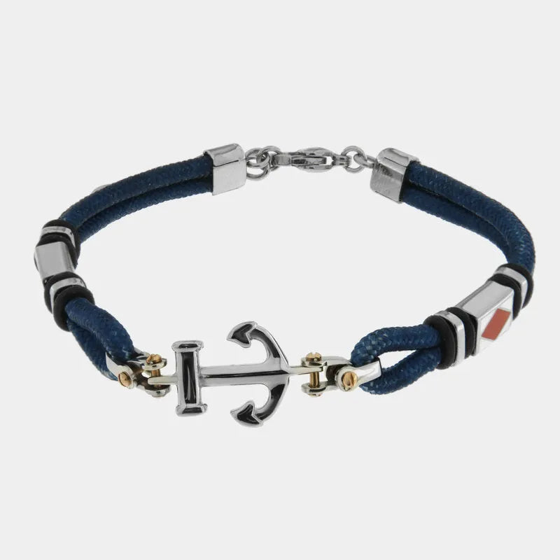 Bracciale in Acciaio cordino con ancora IJEWEL - gioiello BySimon