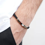 Bracciale in Acciaio cordino nero - BYSIMON gioielli