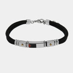 Bracciale in Acciaio cordino nero - BYSIMON gioielli