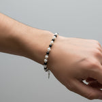 Bracciale in Acciaio con giro di perle e sfere nere - BYSIMON gioielli