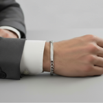 Bracciale in Acciaio a catena con piastra zirconata - BYSIMON gioielli