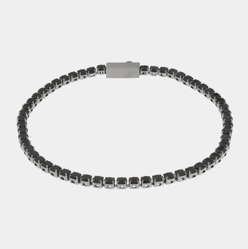 Bracciale in Acciaio tennis con cristalli neri - BYSIMON gioielli