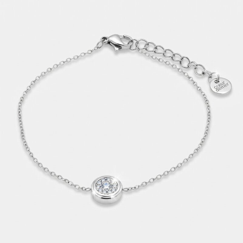 Bracciale in Acciaio con sfera impreziosita da cristalli - BYSIMON gioielli