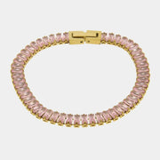 Bracciale in Acciaio con cristalli rosa