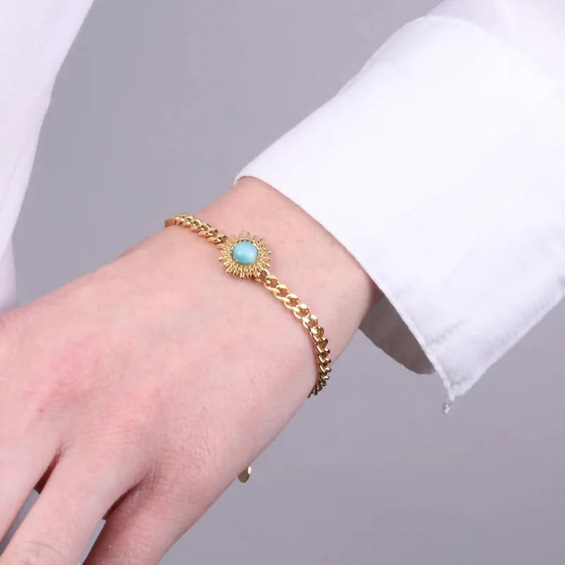 Bracciale in Acciaio con sole turchese - BYSIMON gioielli