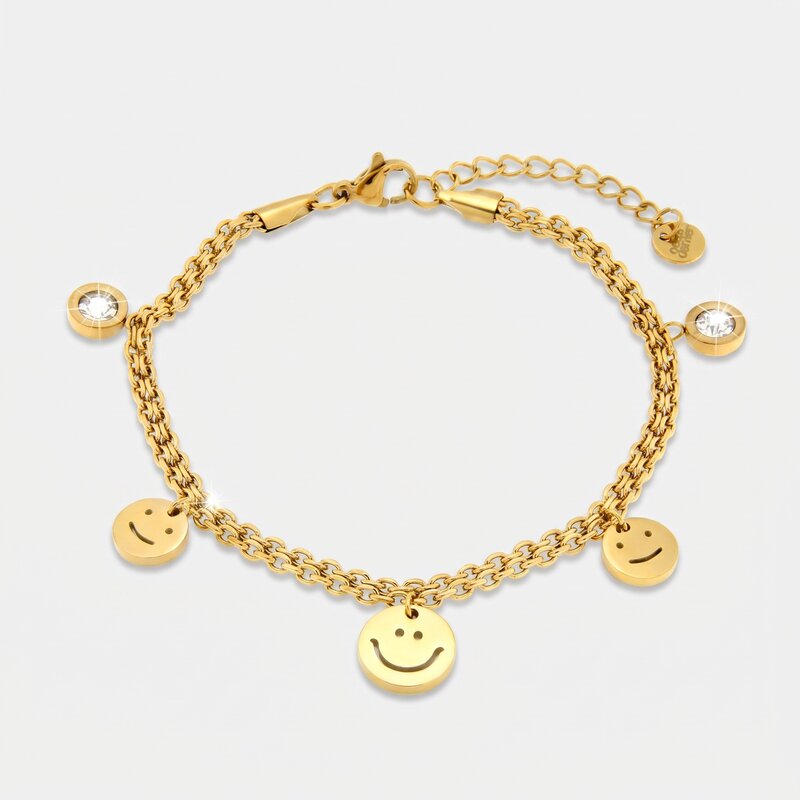 Bracciale in Acciaio con smile e punti luce - BYSIMON gioielli