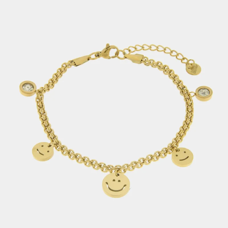 Bracciale in Acciaio con smile e punti luce
