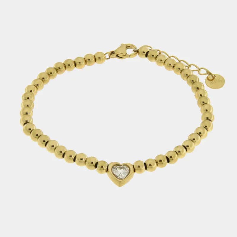 Bracciale in Acciaio con cuore e cristallo