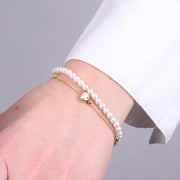 Bracciale in Acciaio doppia catena con perle e punto luce
