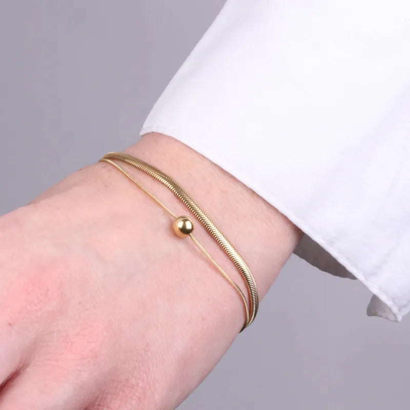 Bracciale in Acciaio doppia catena con sfera