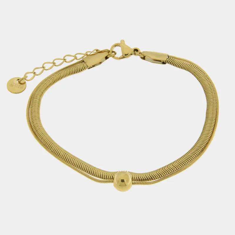 Bracciale in Acciaio doppia catena con sfera