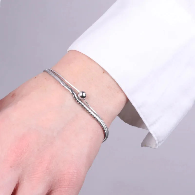 Bracciale in Acciaio doppia catena con sfera