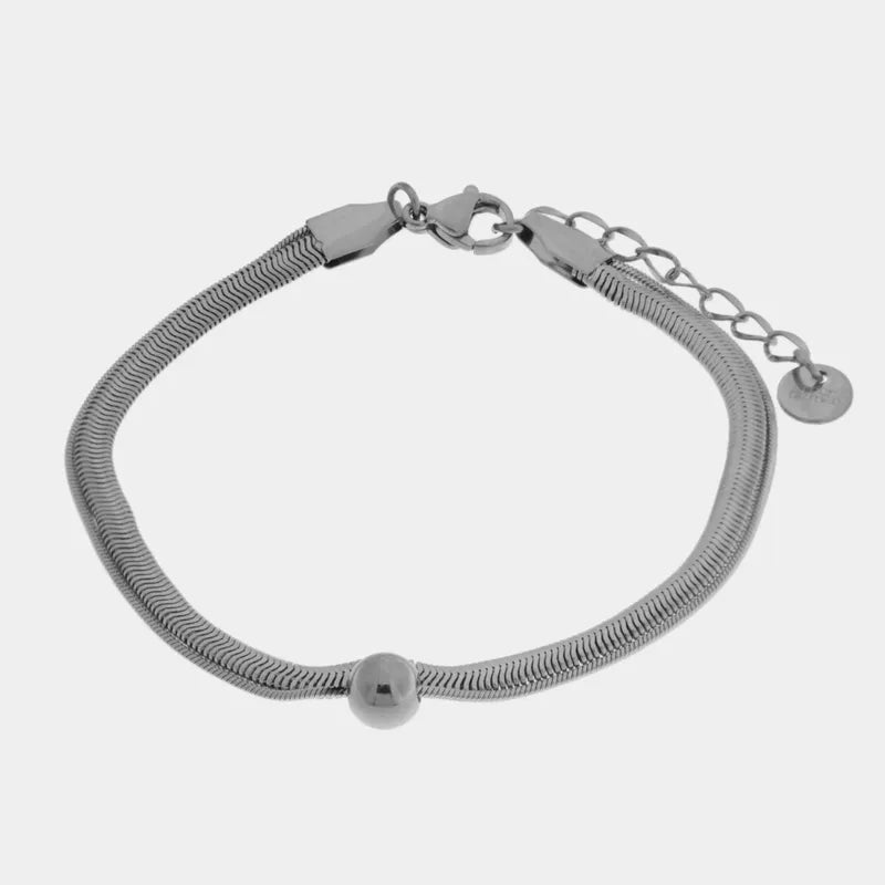 Bracciale in Acciaio doppia catena con sfera