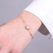 Bracciale in Acciaio con cristallo rosa quadrato