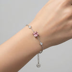 Bracciale in Acciaio con cristallo rosa quadrato