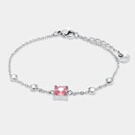 Bracciale in Acciaio con cristallo rosa quadrato - BYSIMON gioielli